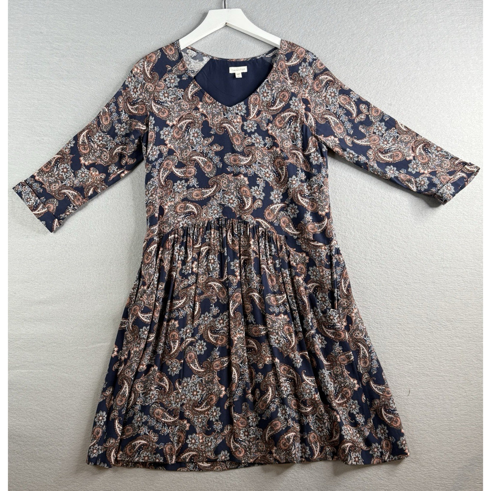 Garnet‎ Hill Paisley Boho Dress Sz 4 Fits S M Pockets Oversized Casual Feminine